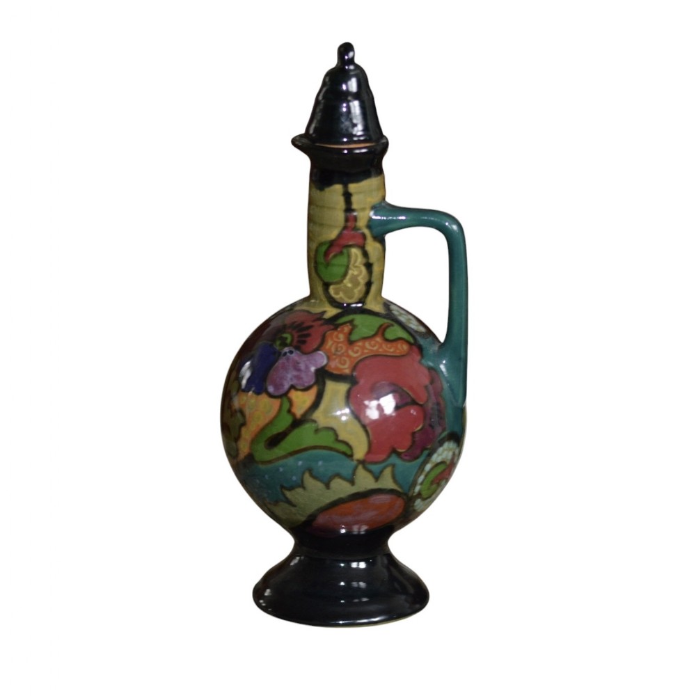 gouda dutch art deco gloss plated earthenware liqueur jug c1920