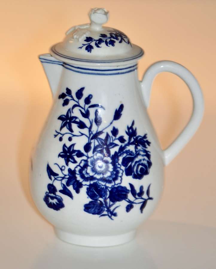 Early Worcester 'Three Flowers' Pattern Sparrow-Beak Jug and Cover c17