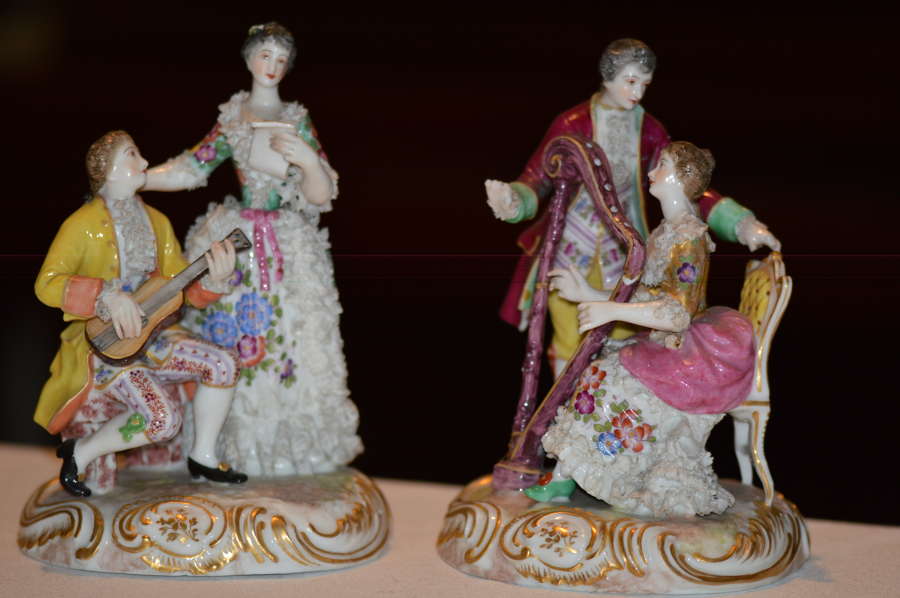 German Porcelain Figures Of Courting Couples Late C19/early C20