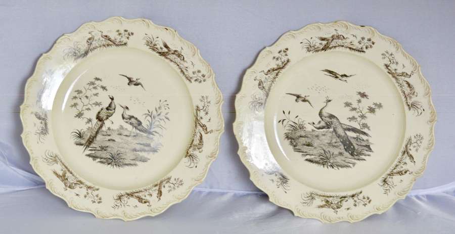 Superb Pair of 18th Century Wedgwood Printed Creamware Dessert Plates