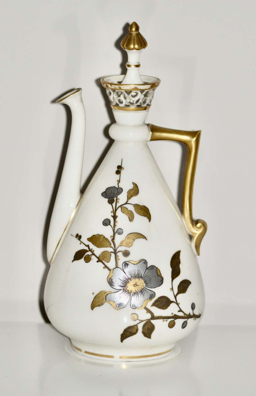 A Royal Worcester 'Old Ivory' Aesthetic Movement Ewer and Cover 1884