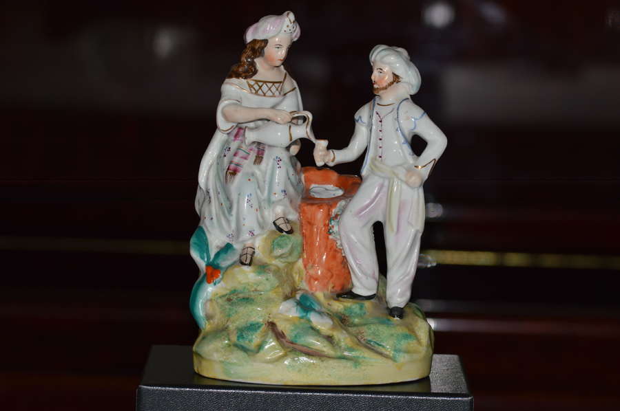 Staffordshire Thomas Parr Figure of Rebekah + Abrahams Servant by Well
