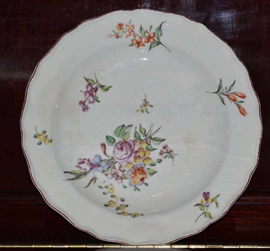 Chelsea 1752-1776 shaped deep plate / dish painted with floral sprays