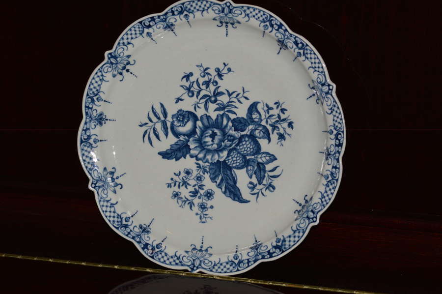 18th Century First Period Worcester Blue and White Pine Cone Pattern