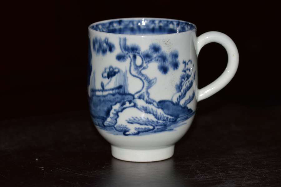 18th Century Liverpool Blue and White Chinoiserie Pattern Tea Cup