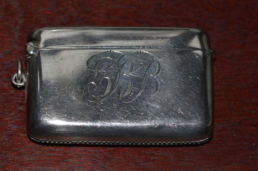 1913 Silver Vesta Case by Birmingham Silversmith Charles S Green & Co