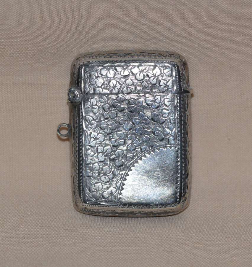 Victorian 1886 John Gammage Solid Birmingham Silver Vesta Case