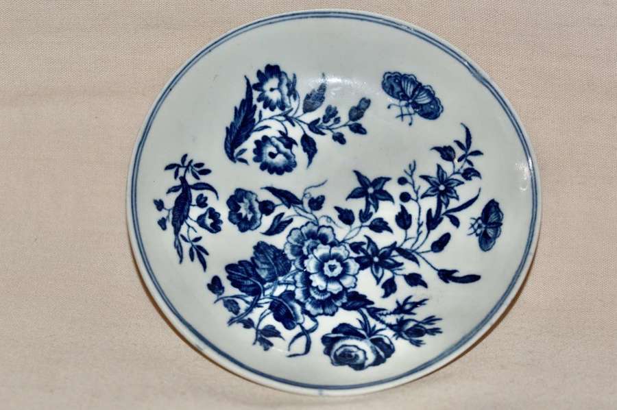 An 18th Century Worcester Porcelain “Three Flowers” Saucer c1770-8