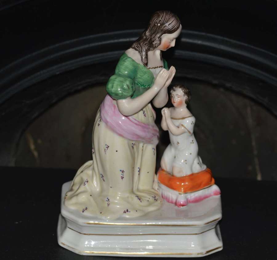 19th Century Staffordshire Figure of a Mother Praying with her Child