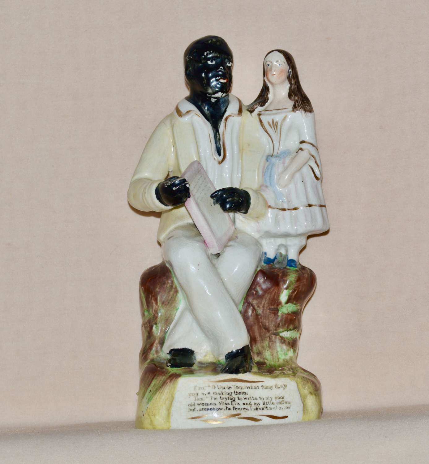 C19th Thomas Parr Staffordshire Figure of Uncle Tom Writing and Eva