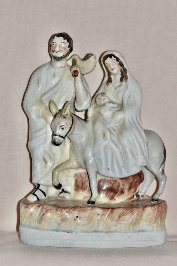 19th Century Thomas Parr Staffordshire Figure of Joseph, Mary + Jesus