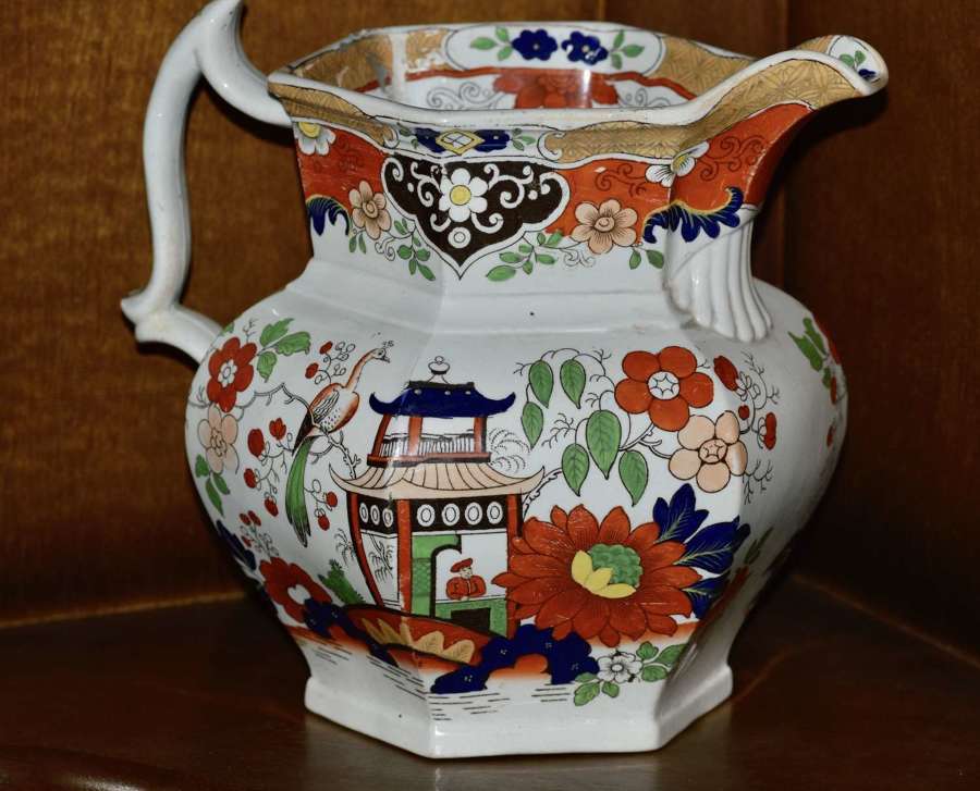 19th Century Real Stone China Jug with Chinoiserie Decoration