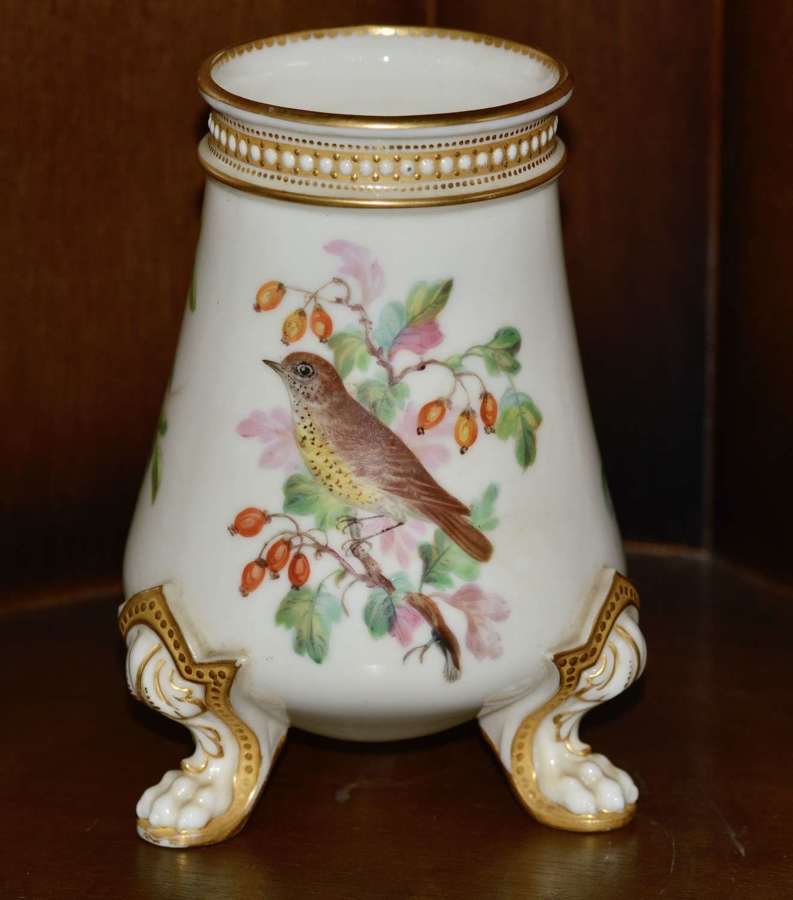 A Late 19th Porcelain Century Spill Vase With Garden Bird Images