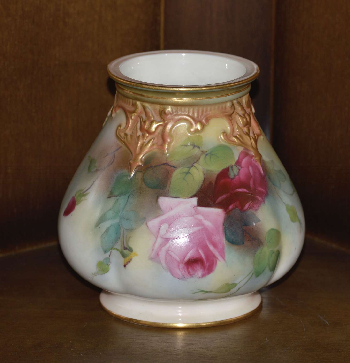 Royal Worcester 1911 Hand Painted Potpourri Vase 'Roses' Without Cover