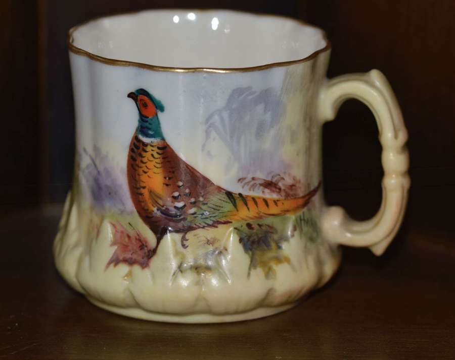 Locke and Co Worcester Small Hand Painted Pheasant Cup c1902/14