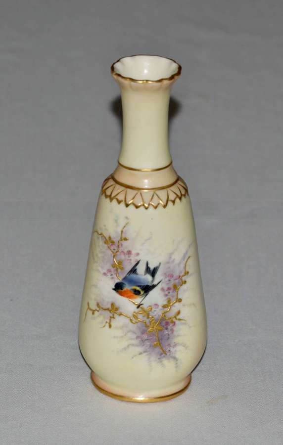 1898-1902 Locke & Co Vase, Bird + Floral Painted Decoration