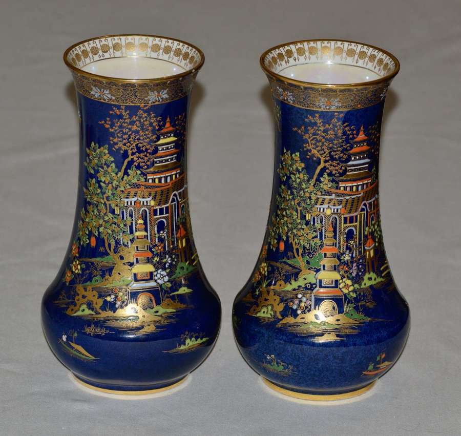 A Near-Pair of 1920's Carlton Ware Porcelain Vases