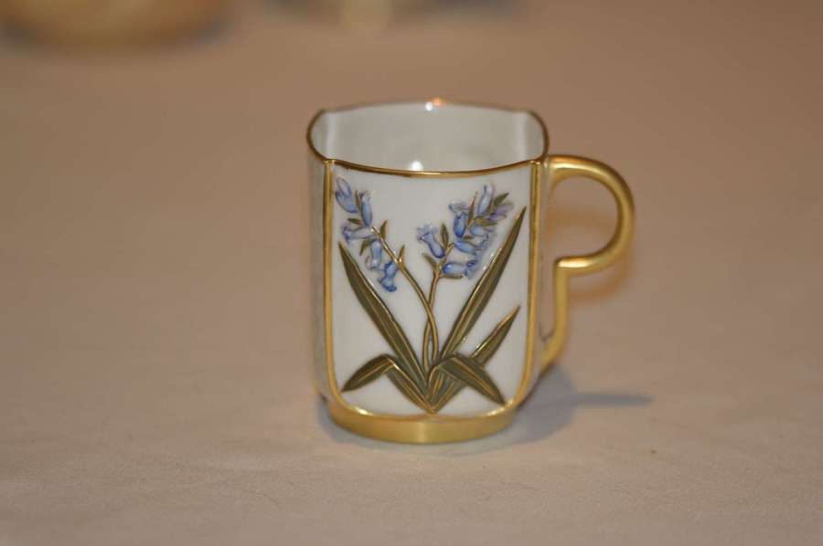 1882 Royal Worcester Aesthetic Floral Porcelain Tea Cup