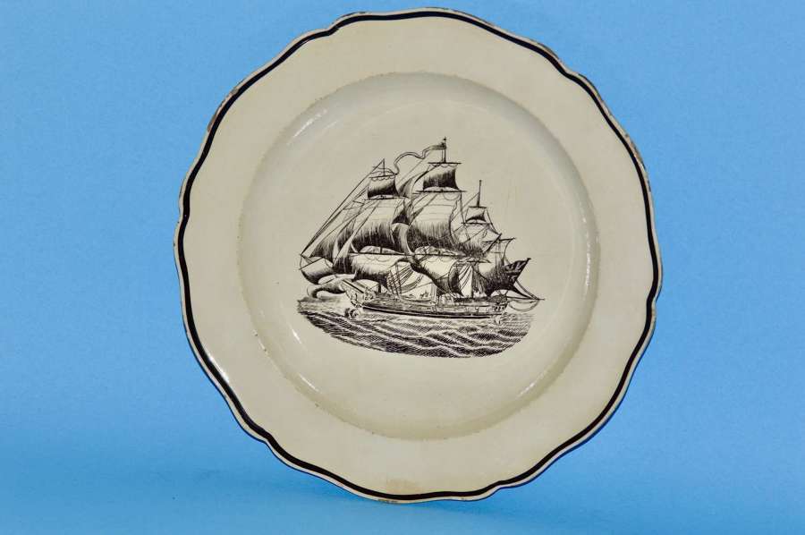 Late 18th Century Maritime Creamware Plate C1775-1790