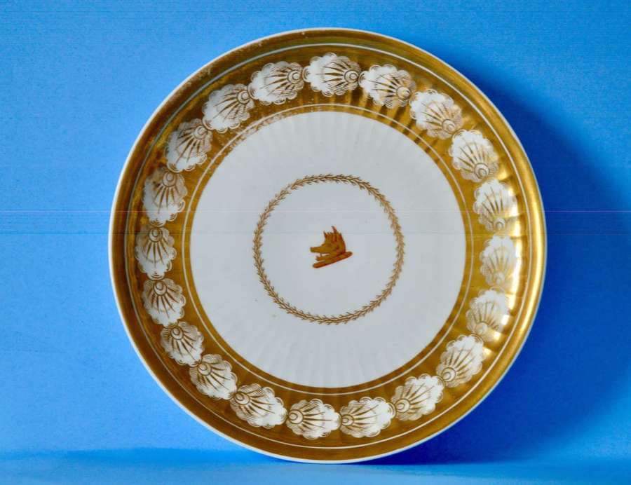 A Swansea Porcelain Paris Flute Crested Plate C1820