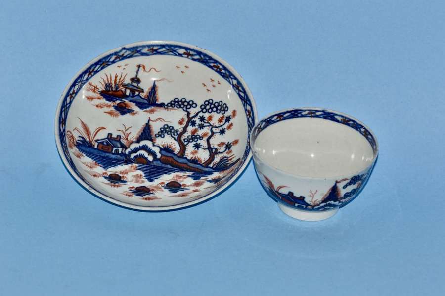 Liverpool Porcelain Tea Bowl and Saucer, James Pennington, c1770