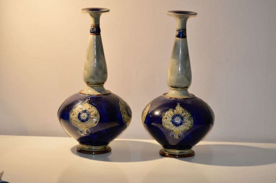 A large pair of early 20th century Royal Doulton stoneware vases