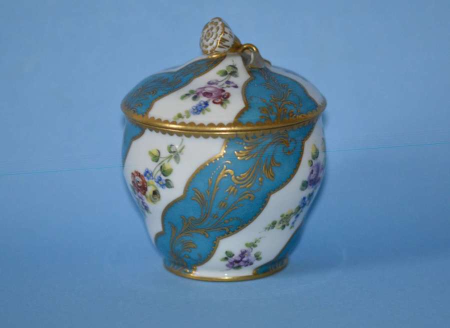Sevres 18th C Porcelain Sucrier and Cover - Bleu Celeste
