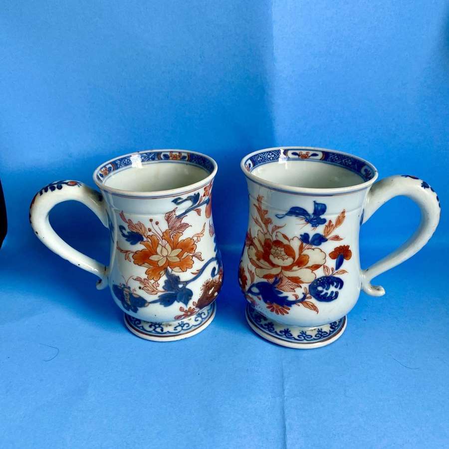 A pair of 18th Century Chinese Imari Porcelain Tankards